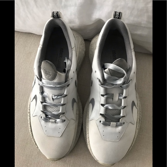 Men Roberto Cavilli white sneakers size 10 - Picture 1 of 7
